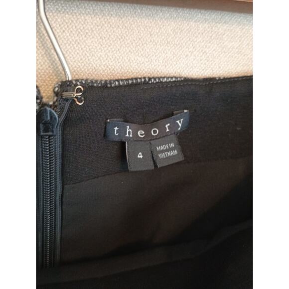 Theory Skirt Womens 4 Black Gray Lined Pencil Career Office Minimalist Corpcore - Picture 3 of 6